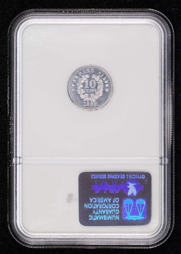 1869 Pattern Coin 10c NGC PF-64 J-701 Proof
