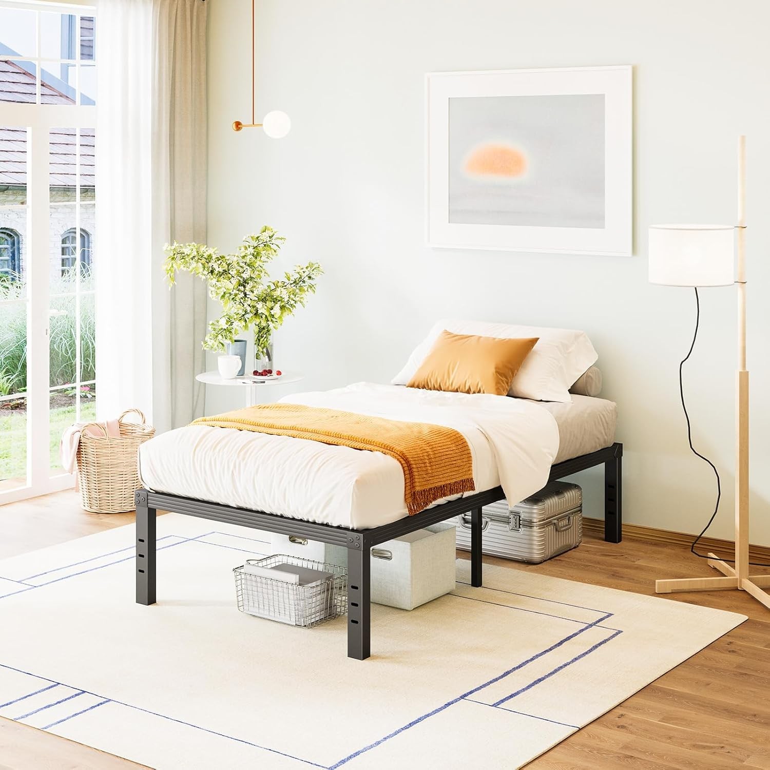 Bed-Frame-Queen 14 Inch Metal Platform Bed-Frame No Box Spring Needed Heavy Duty