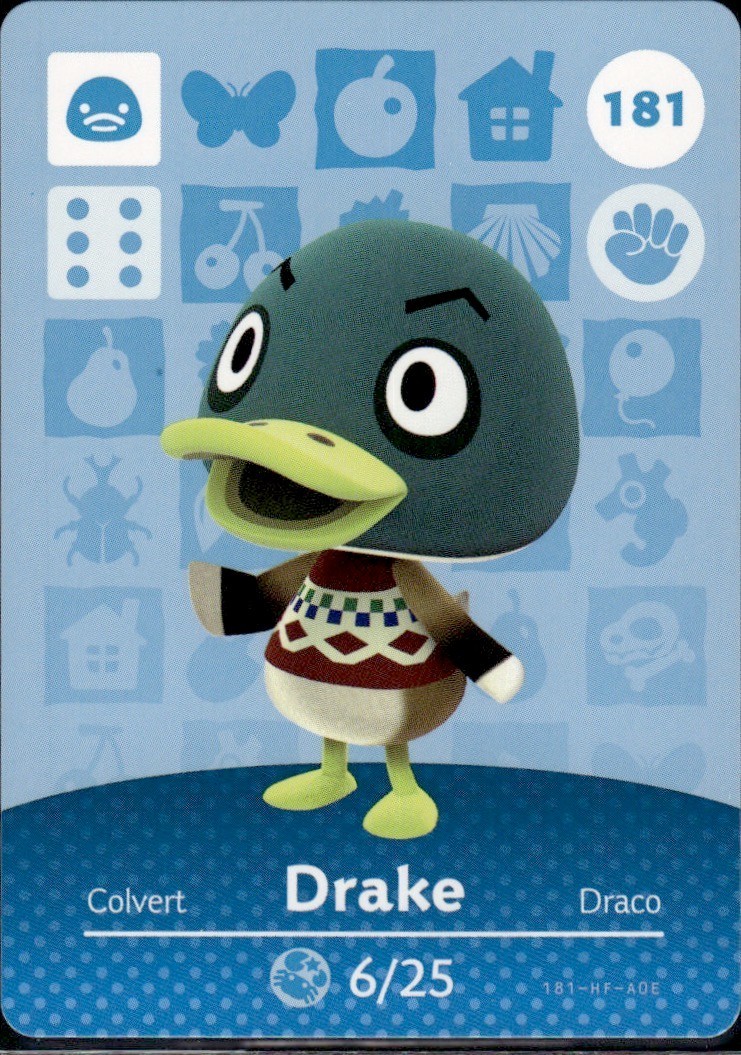 181 Drake Amiibo Card 181 Series 2 Animal Crossing Nintendo Switch NA Region
