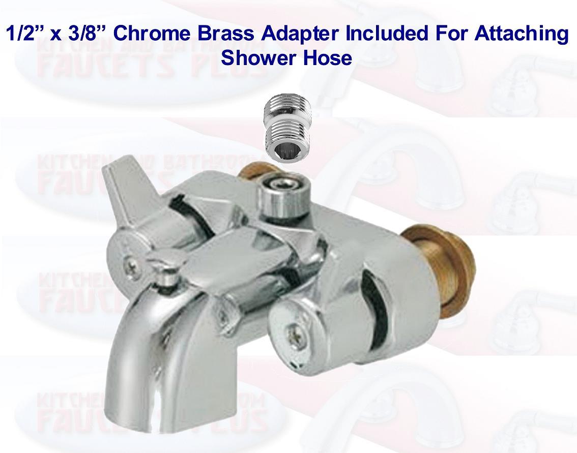 3-3/8” Chrome Heavy Brass Clawfoot Tub & Shower Diverter Add-A-Shower Faucet