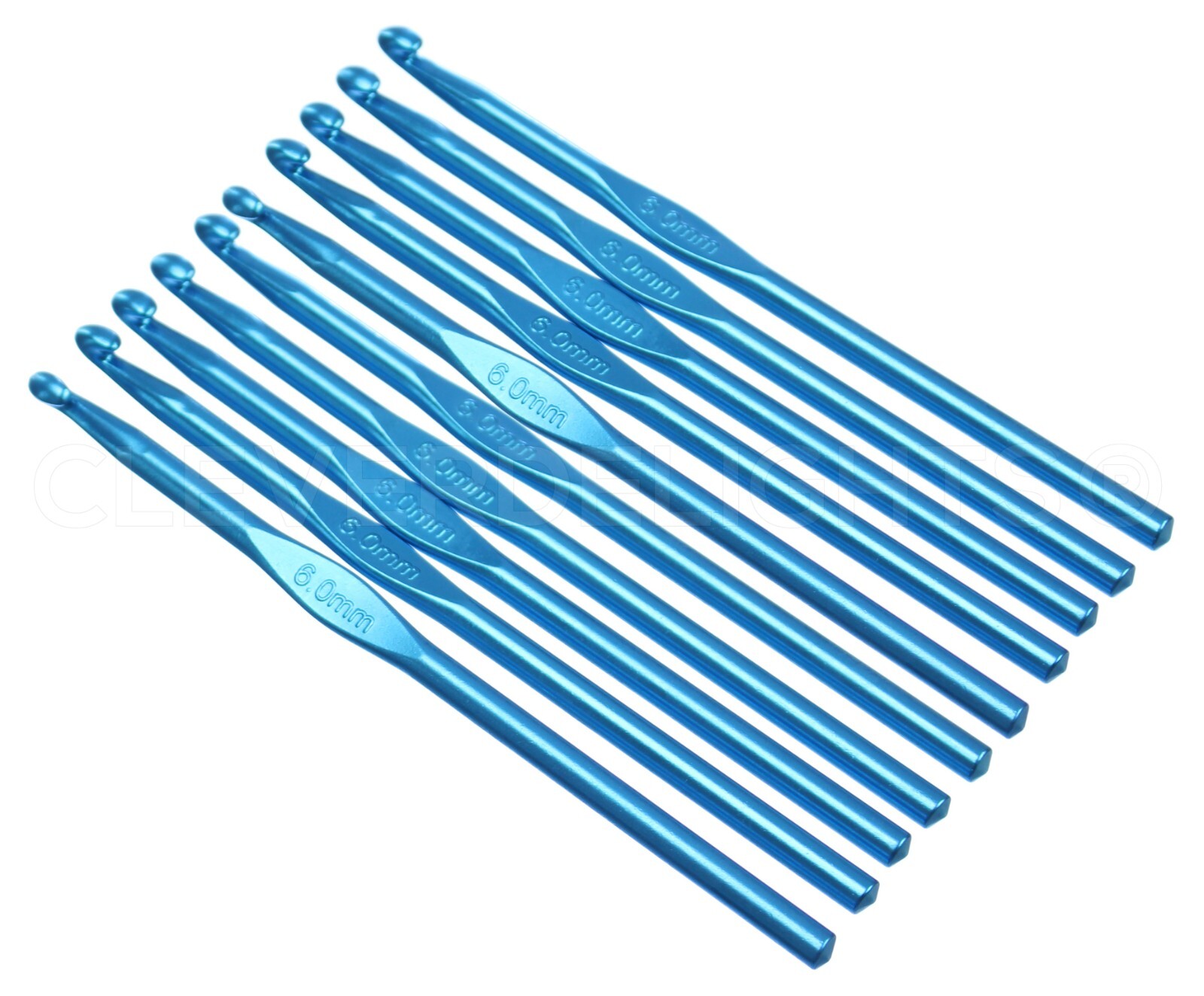 50 Pack - Size J / Size 10 Aluminum Crochet Hooks - 6" - 6mm - Knitting Craft