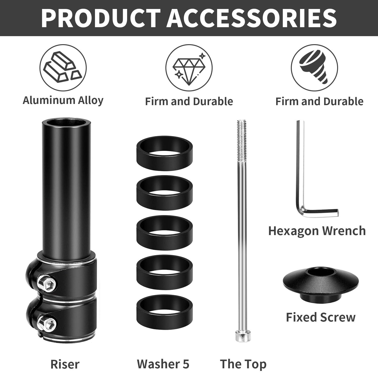 Bike Stem Riser Adjustable,Handlebar Extender, Increases Height Up to 5.2" fo...