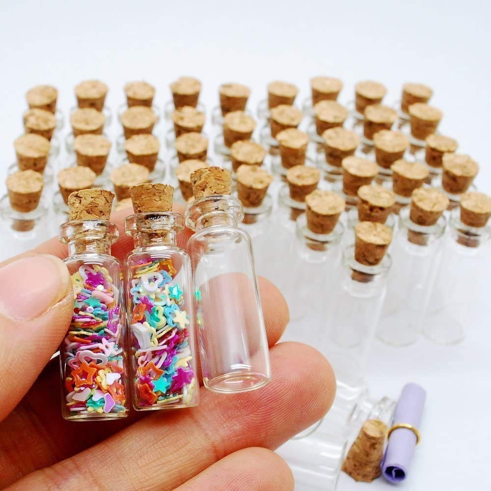 com 60 Pcs 2ml Mini Vials Clear Glass Bottles Jars Tall Tiny Jars with Corks Sto