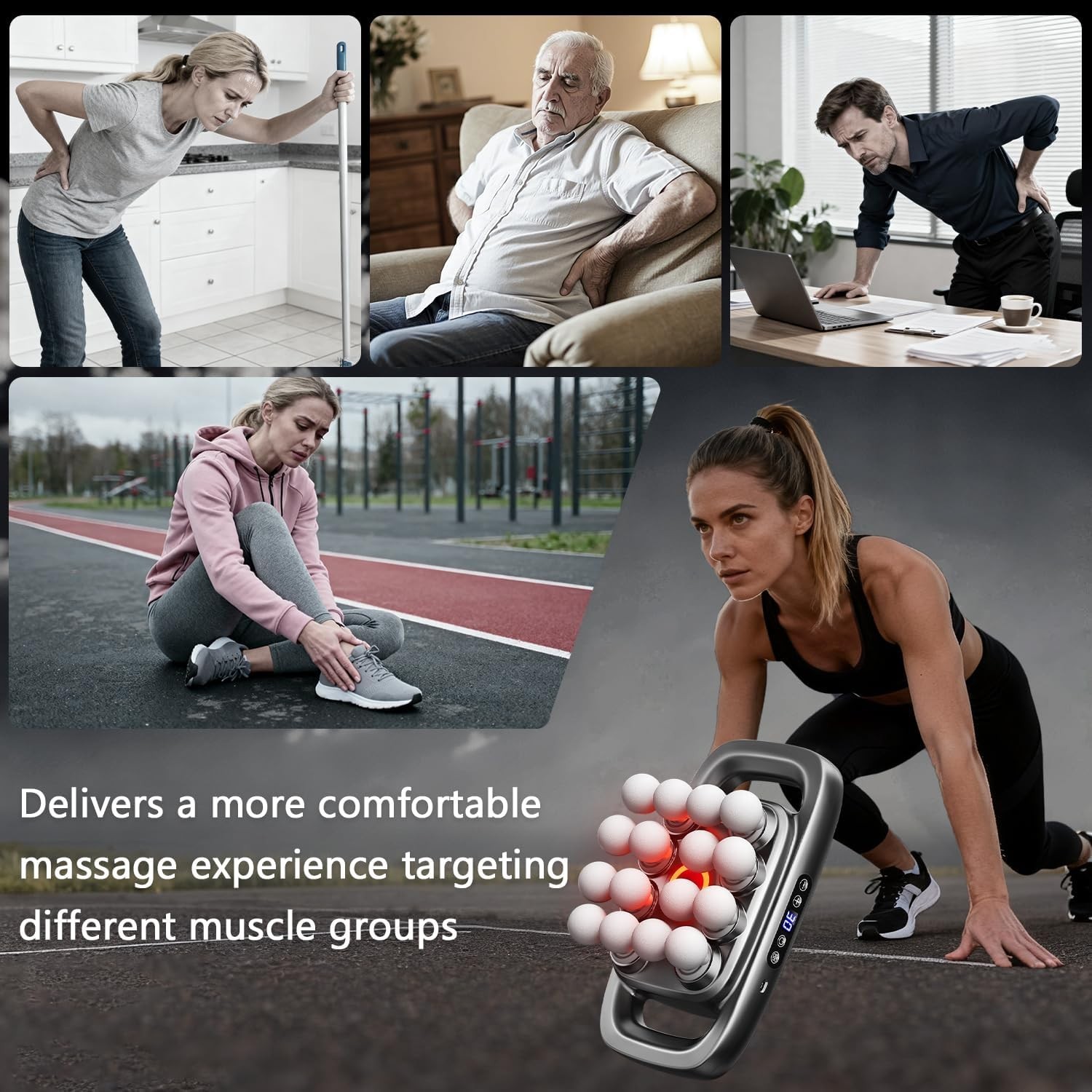 16-Head Massage Gun Set Deep Tissue Percussion Massager 3 Modes & 30 Intensity