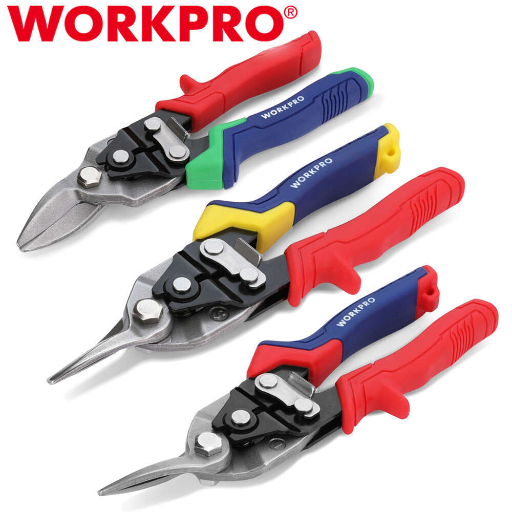 WORKPRO 3PCS Aviation Tin Snips 8" Cutter Shear Left Right  Straight Cr-V Blades