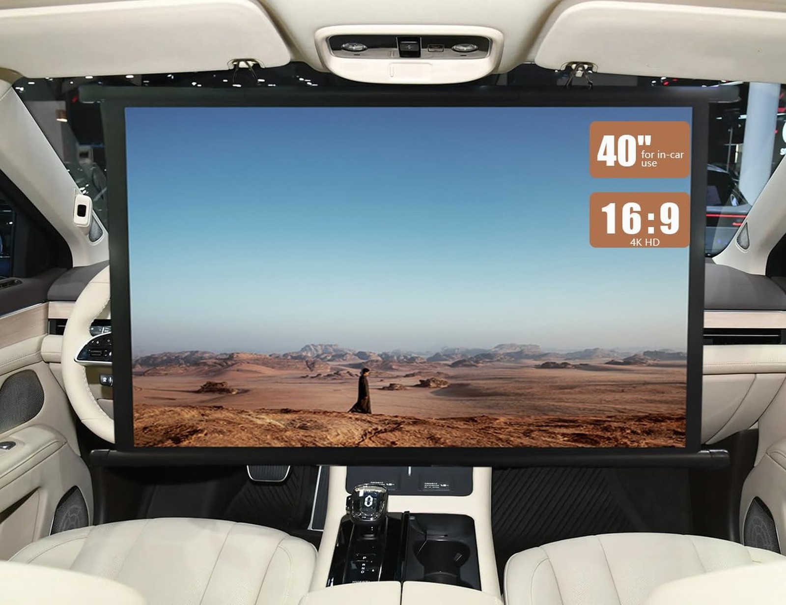 Projector Screen Small for Car, 40 inch 16:9, 4K HD, Portable Projection Scre...