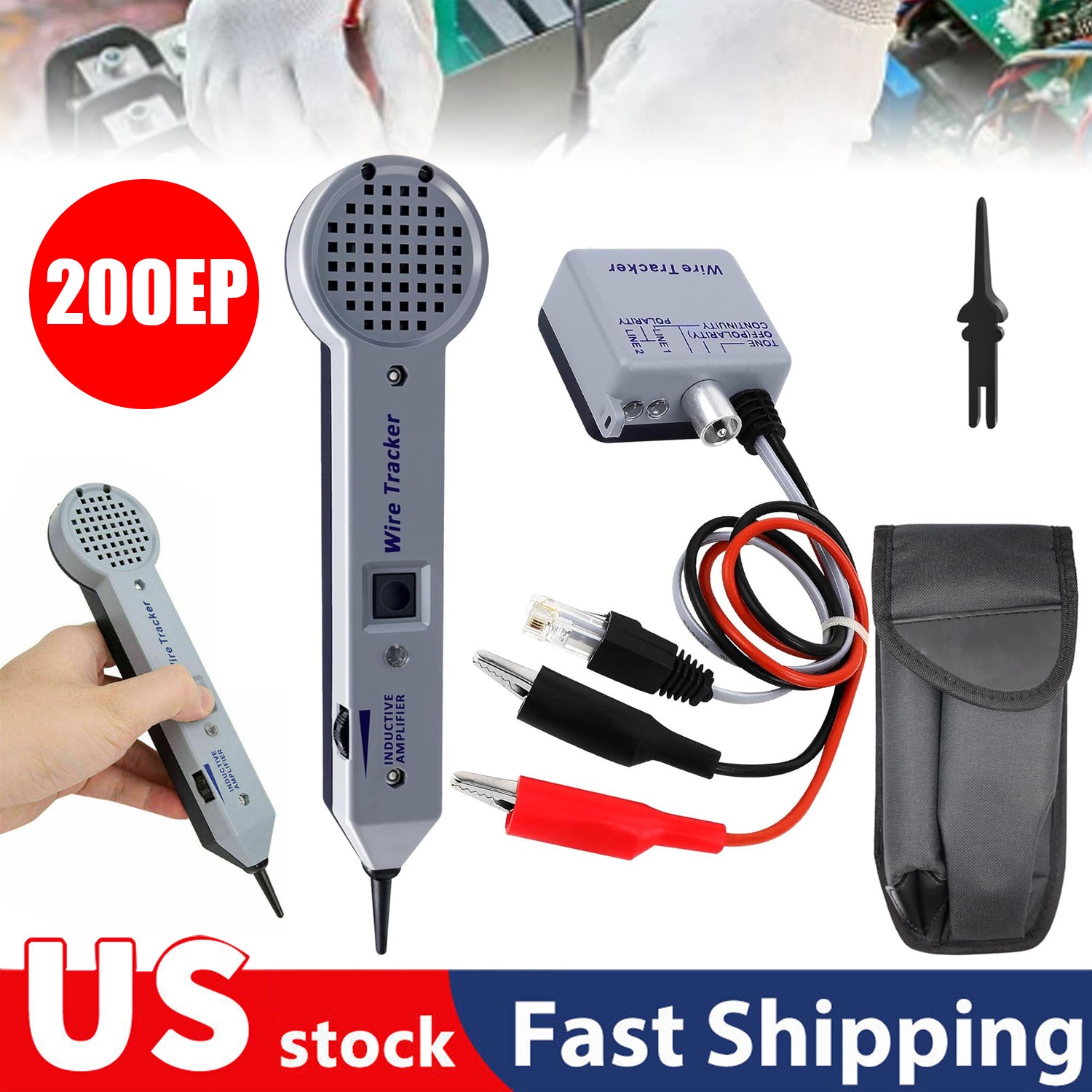 Tone Generator Kit, Wire Tracer Electrical Circuit Tester, 200EP Cable Toner
