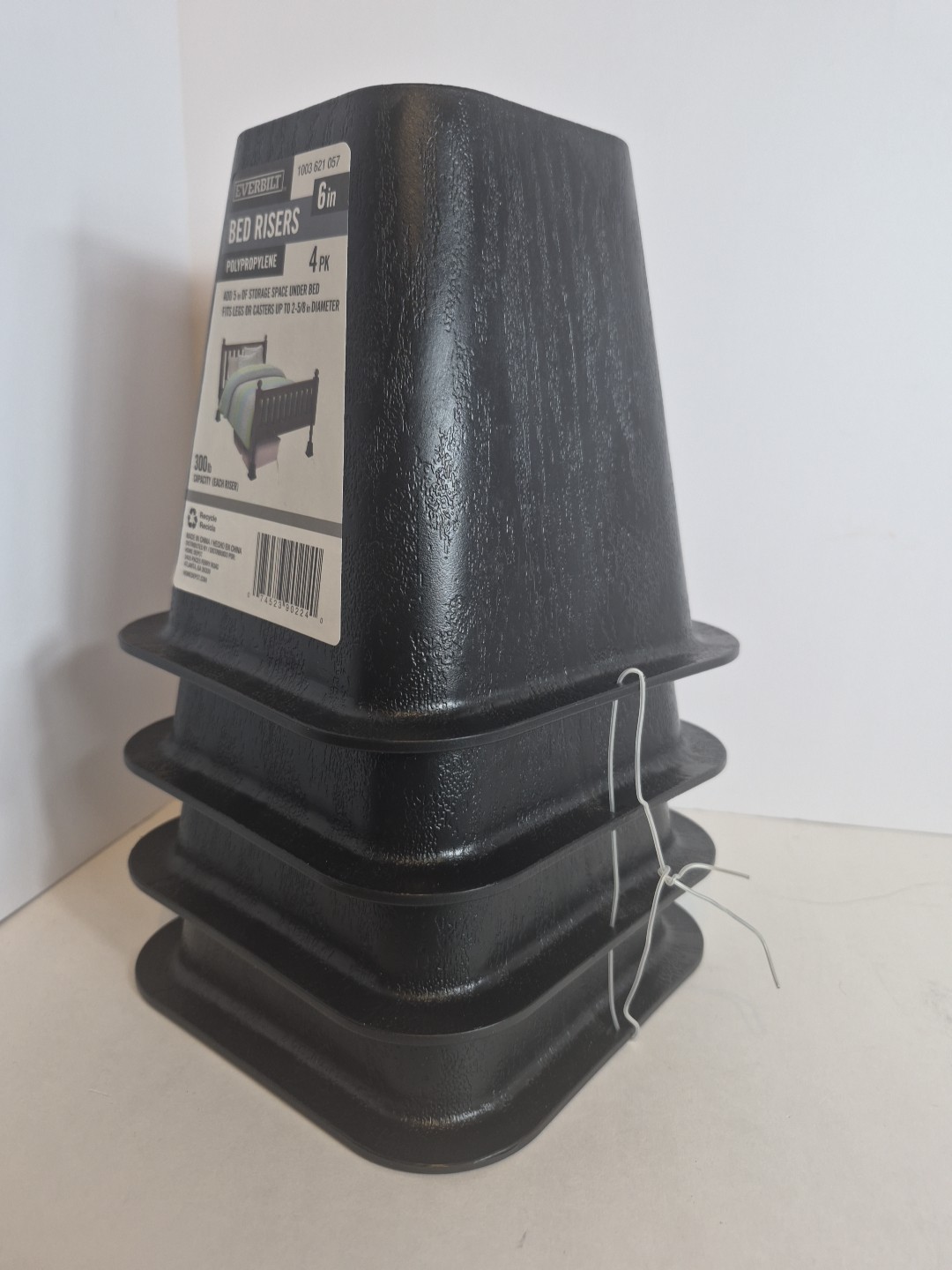 6” 4pk Everbilt Bed Risers Durable Heavy Duty Black 300 lb Capacity