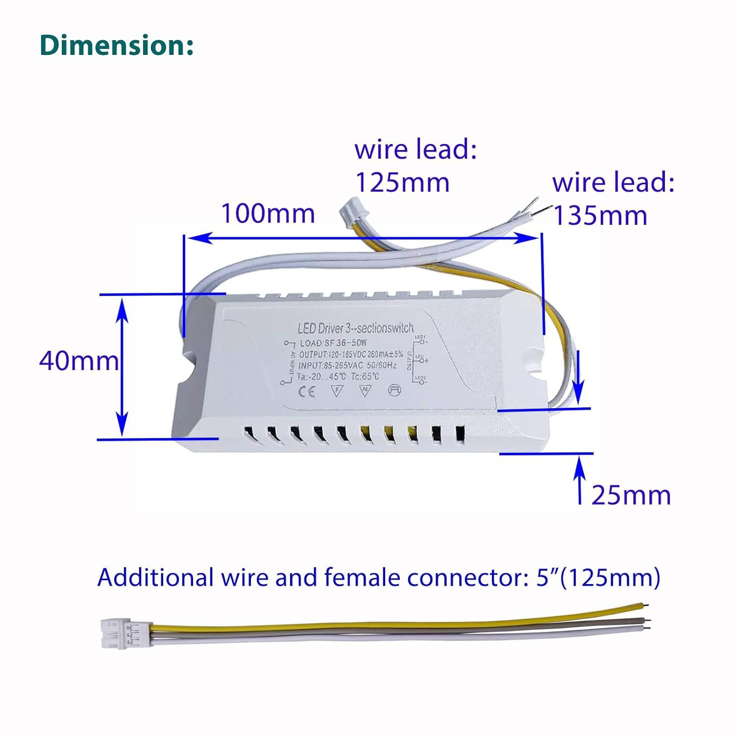 LED Driver 36-50W for Multi-Color Ceiling Strip Spot Light Module Panel, Repl...