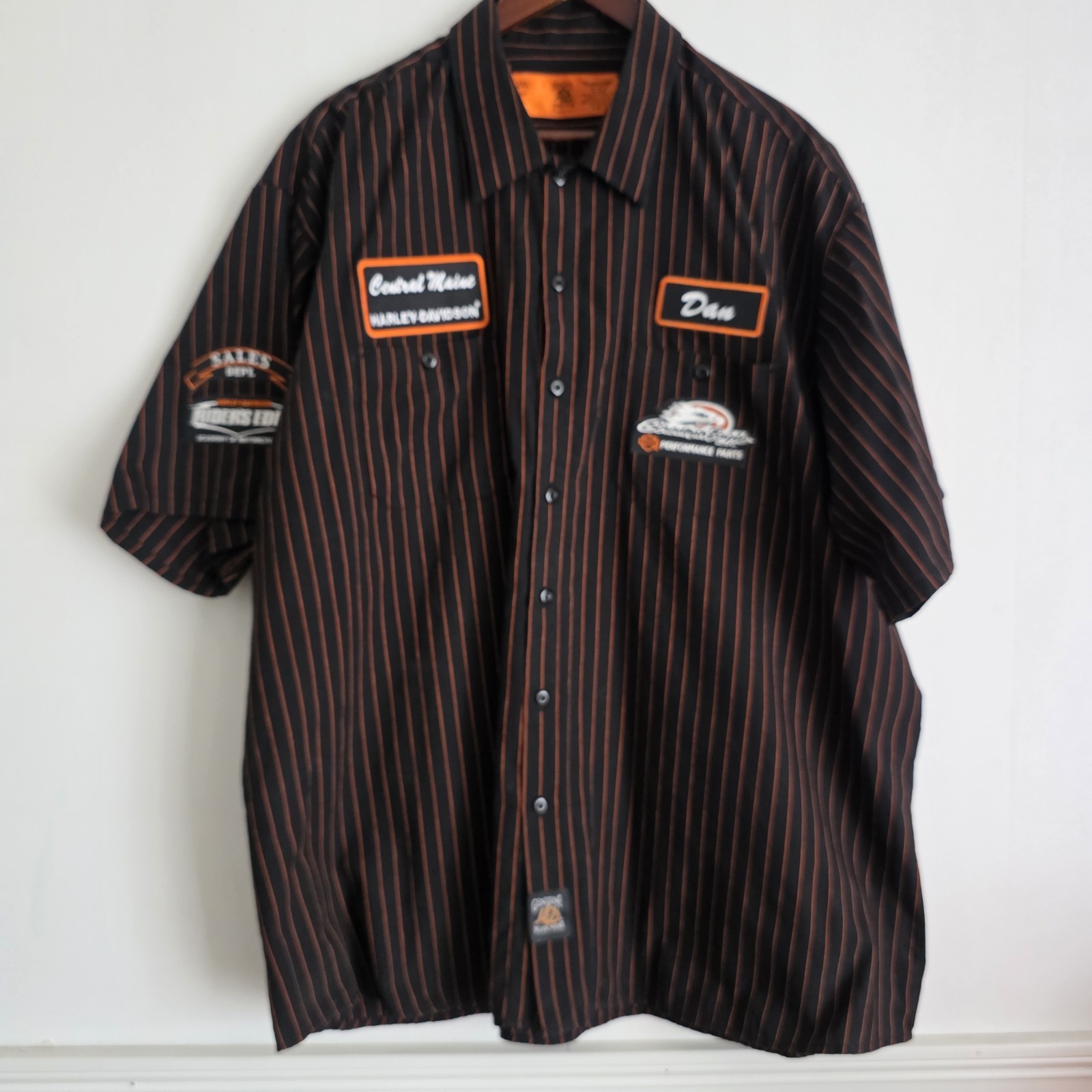 Harley Davidson Genuine Work Wear Mens Size 2XL Patches Motorcycle American Flag