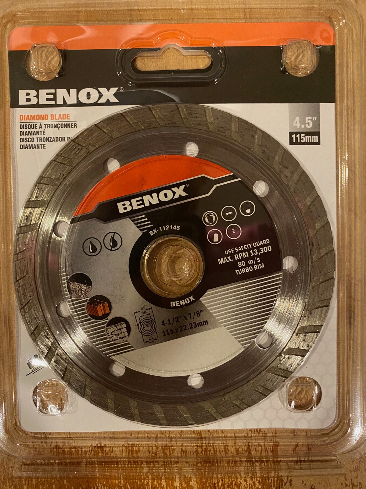 Benox 4.5" × 7/8" Diamond Saw Blade Segmented Circular New Sealed