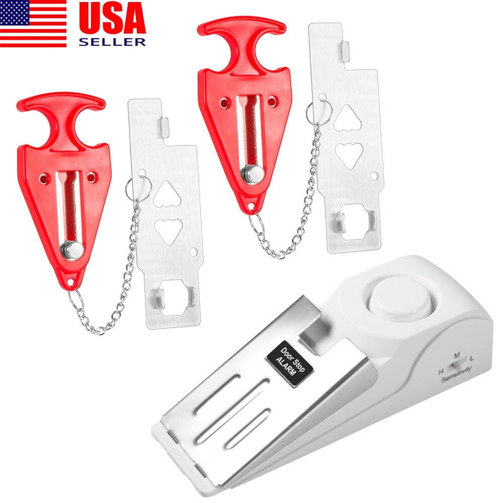 Portable Door Lock Security Safety Door Stopper Alarm Door Stopper Wedge Travel