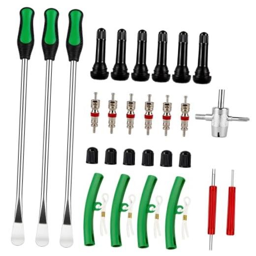 Tire Spoons, 28PCS Tire Changing Kit with 3 Tire Levers, Rim Protectors, Valve