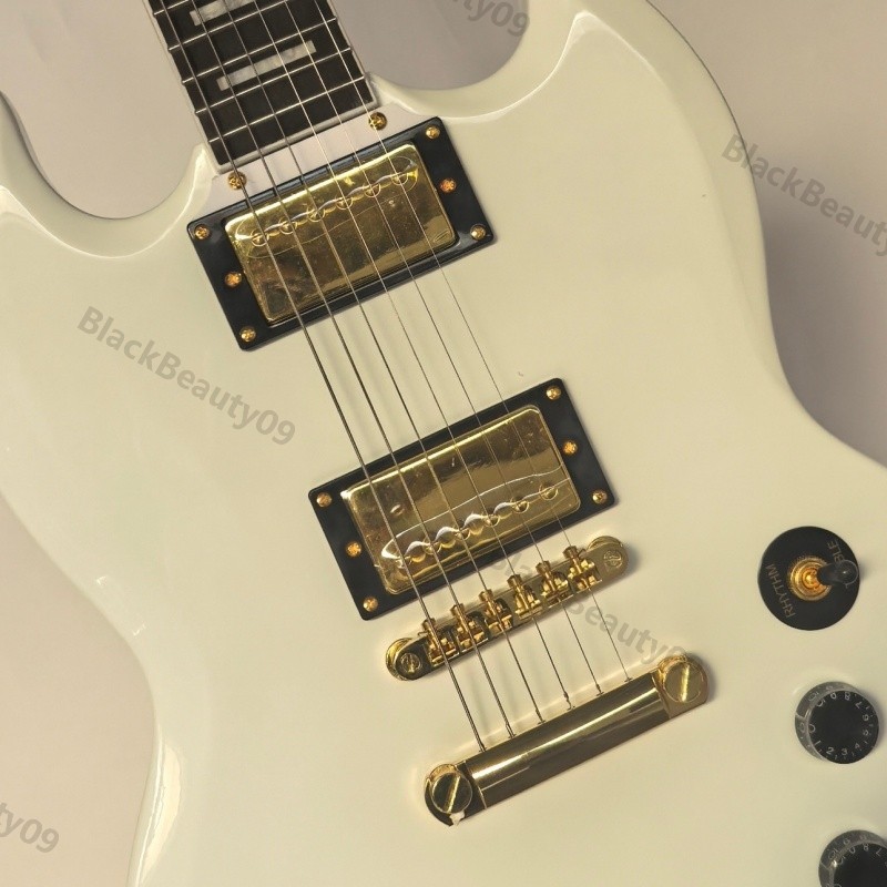 Classic Solid Body Electric Guitar White Stainless Rounded Fret Edge Bone Nut