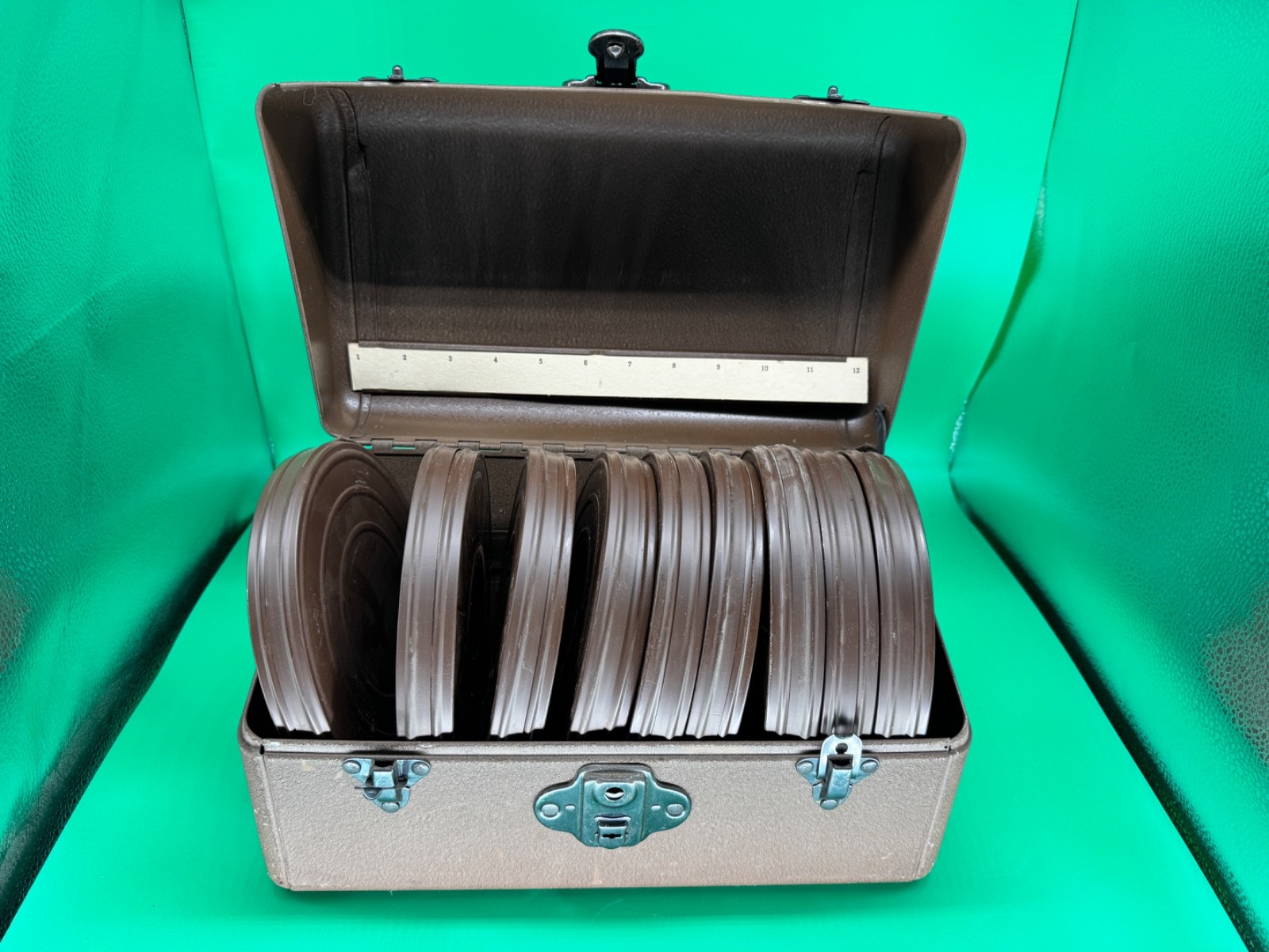 Vintage Simonson Metal Co Film Reel Metal Storage Box w/Cases (NICE PATINA)
