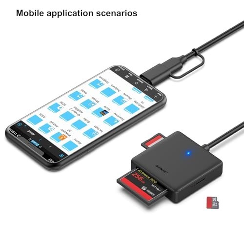 Memory Card Reader 4-in-1 USB 3.0 & USB-C Adapter for SD, Micro SD, MS, CF Cards