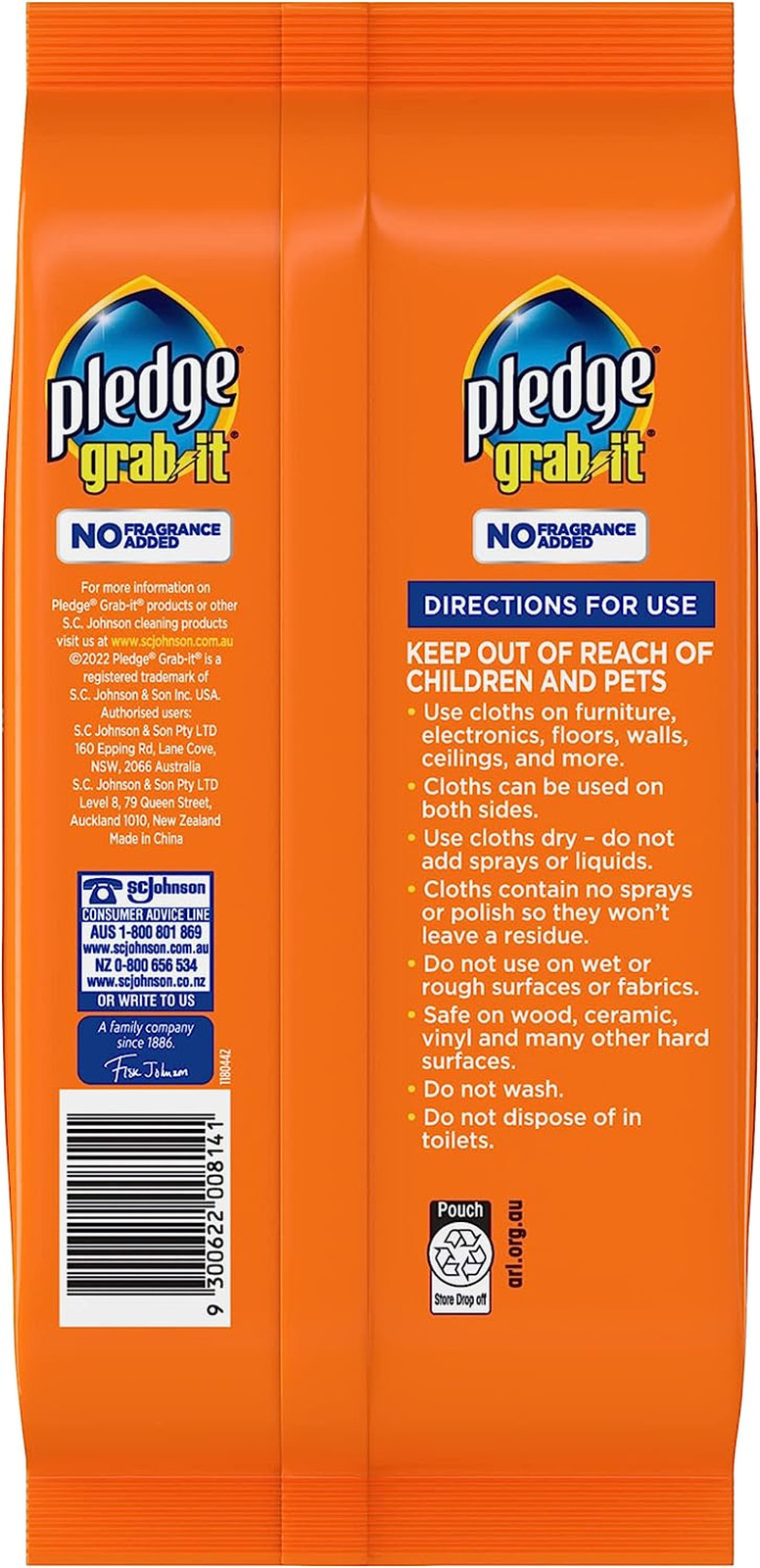 Grab-It Electrostatic Dusting Cloths 20 Pack | Disposable Dust Wipes, Attracts D
