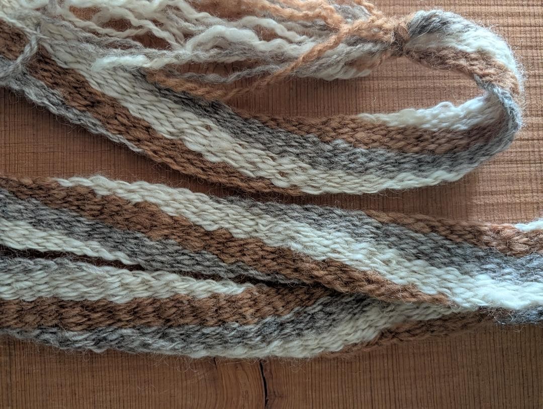 wool hand spun finger weave native braiding for straps belts regalia