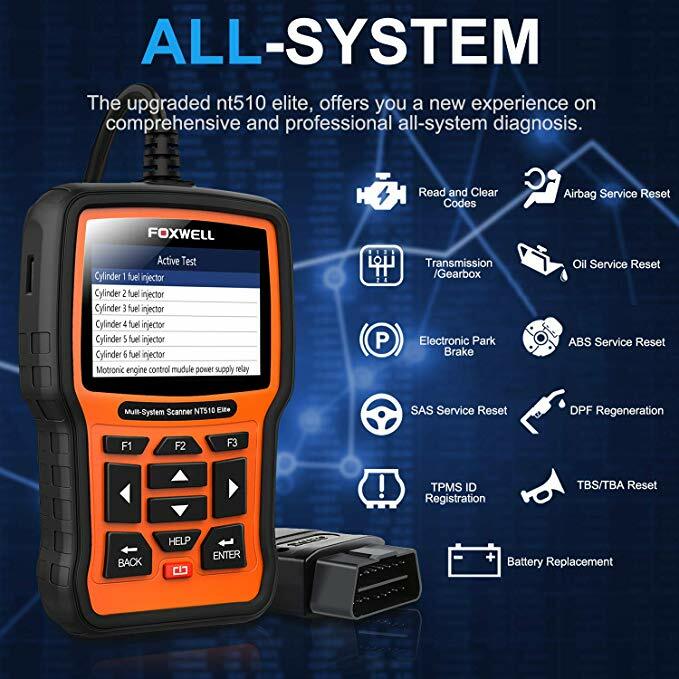 Foxwell NT510 Elite OBD2 Scanner Diagnostic For GM Full System ABS SRS DPF TPMS