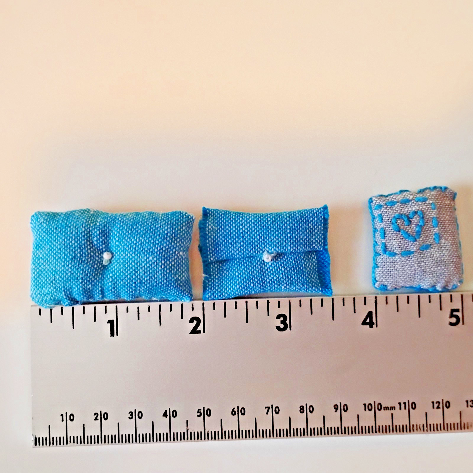 1/12 Pillows Bed Pillows  Handcrafted Original Blue