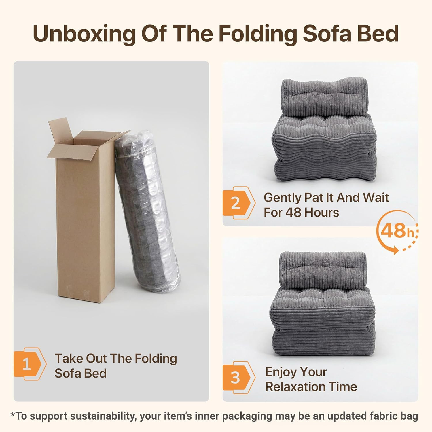 Boneless Chair, Folding Sofa Bed with Pillow Sleeper Sofa with Back Support, Sle