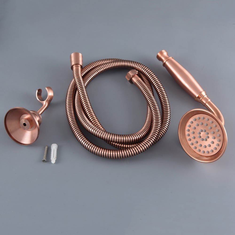 Antique Red Copper Bath Hand-held Shower Head Wall Bracket Shower Hose shh171