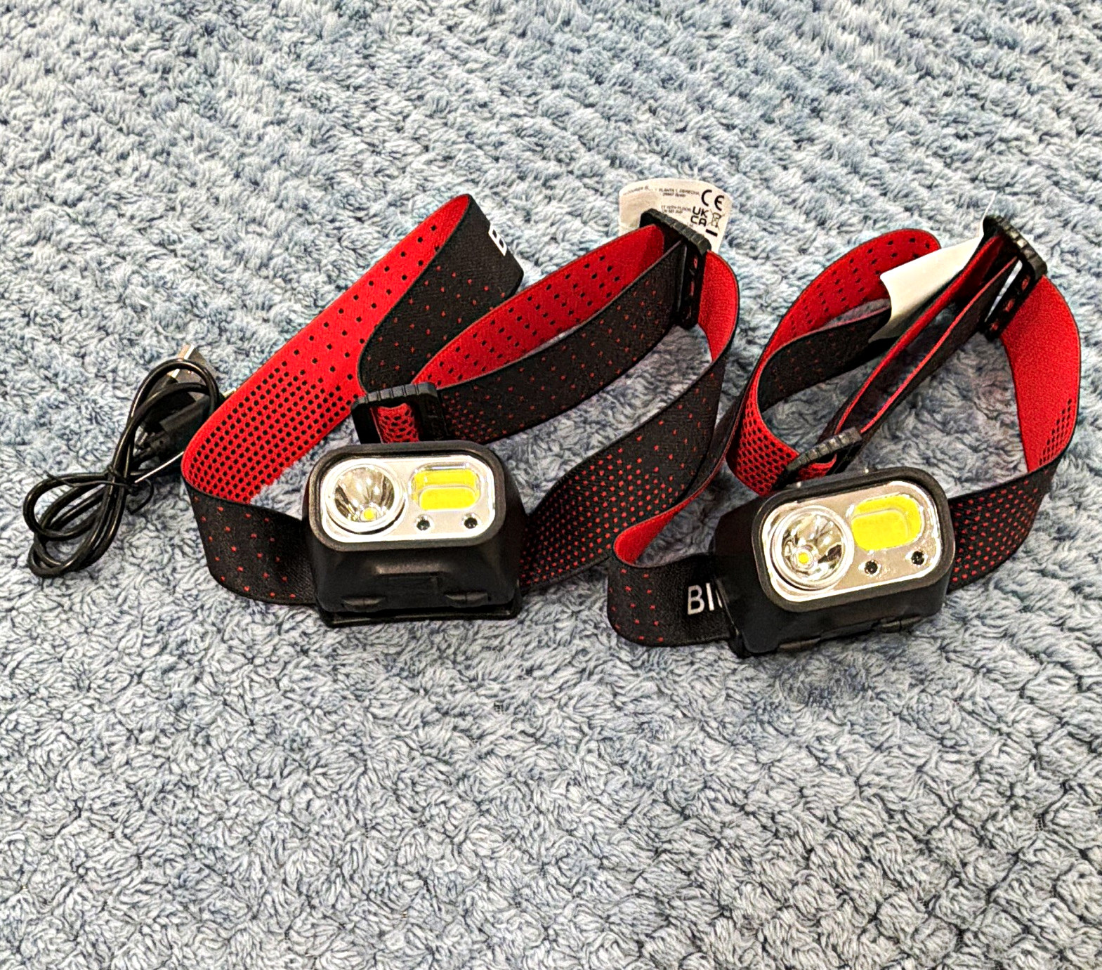 2x LED Rechargeable Waterproof Headlamp 300 Lumens Black/Red Model K9125