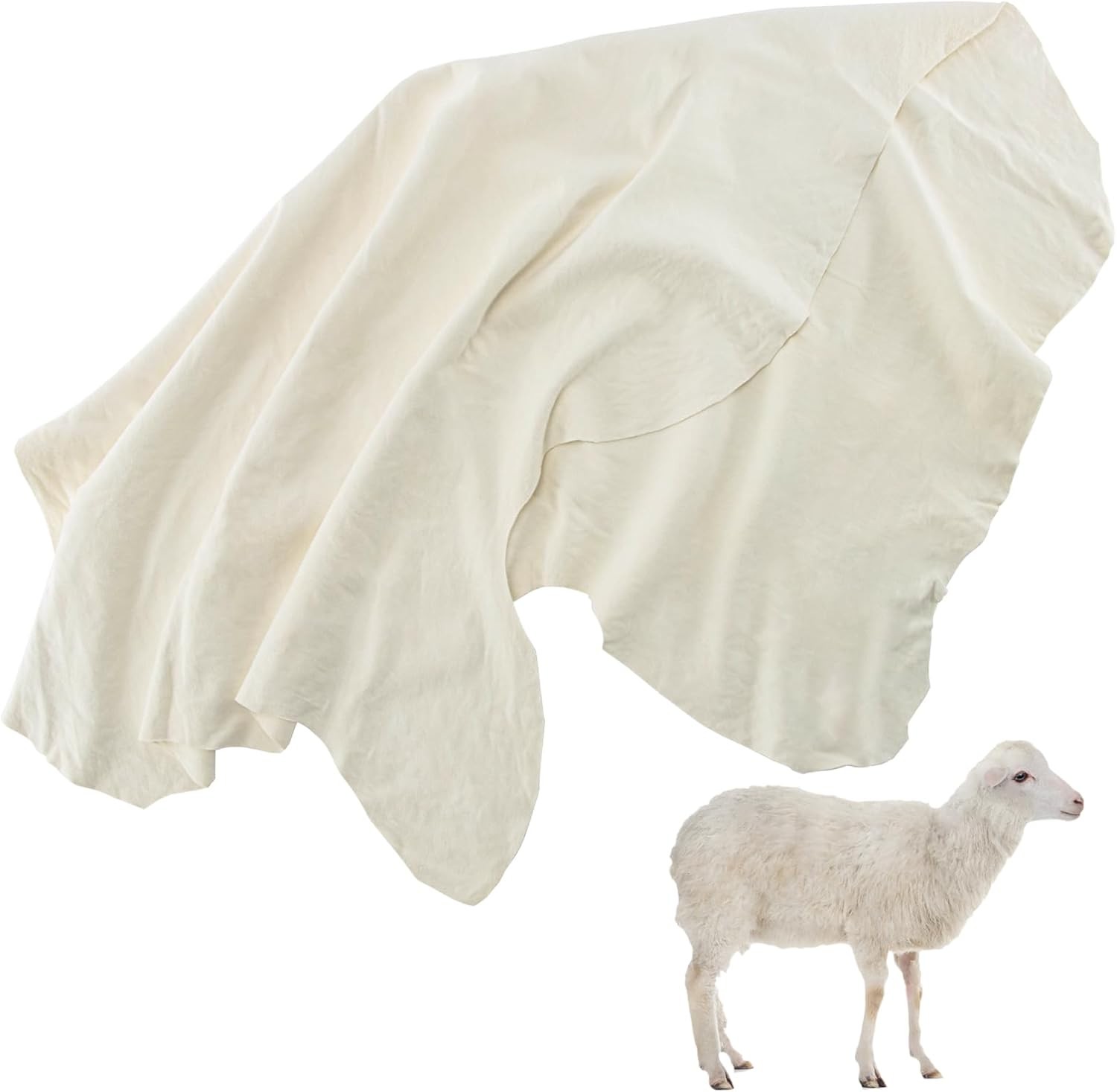MAQIHAN Chamois Cloth for Car - Sheepskin Cleaning 23.6"x35.4", Beige