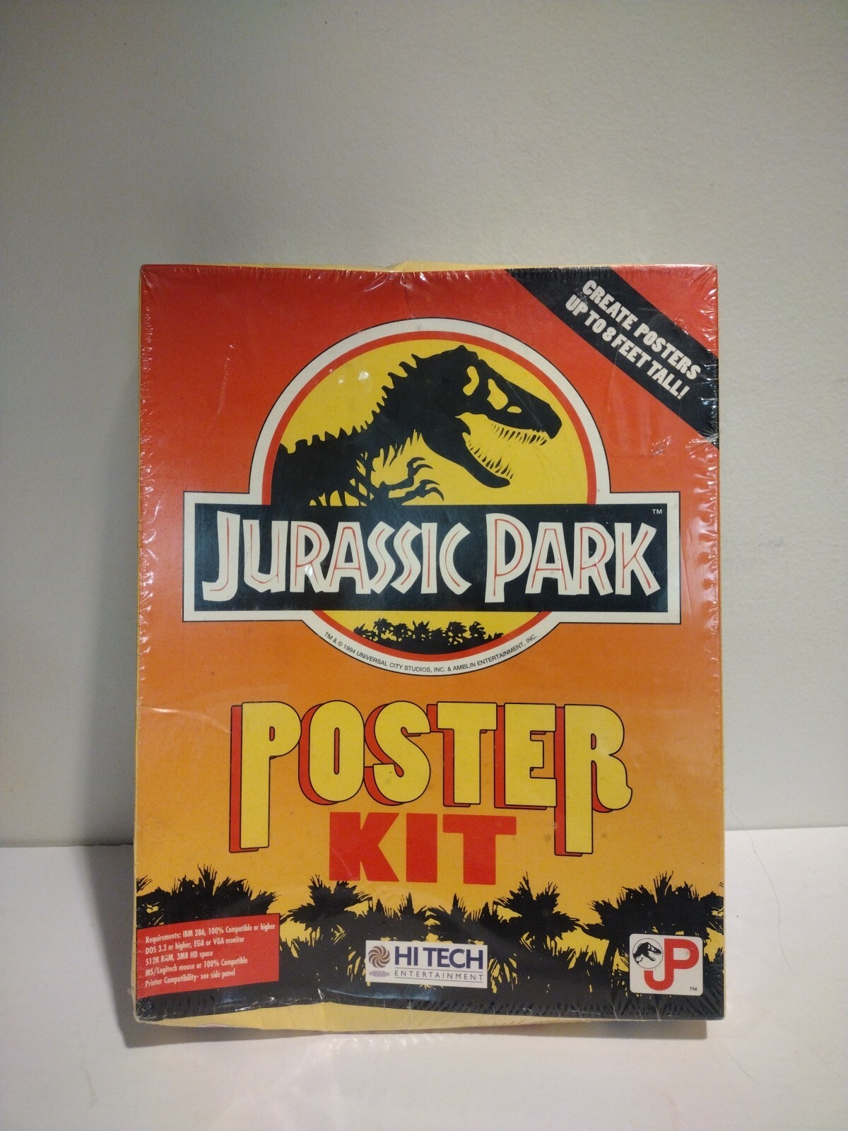 New VINTAGE PC 1994 JURASSIC PARK HI TECH POSTER KIT Floppy Disc SEALED NIB