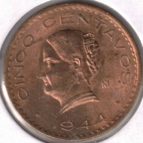 1944 Mexico Uncirculated Five Centavo Coin
