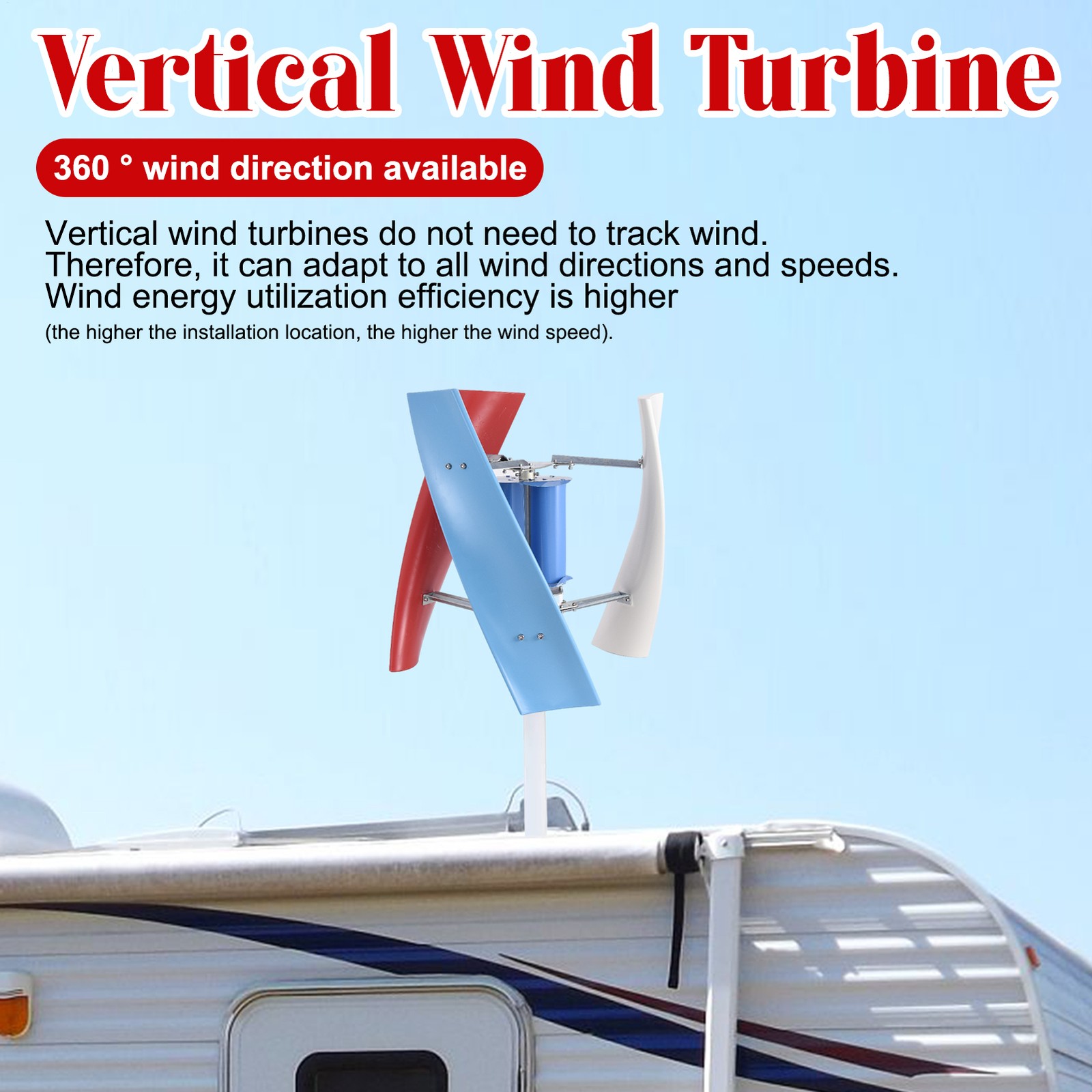 3000W Vertical Axis Wind Turbine Generator AC 12V Controller Home Windmill Kit-