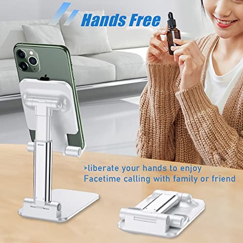 Cell Phone Stand, Angle Height Adjustable Cell Phone Holder with Silicon White