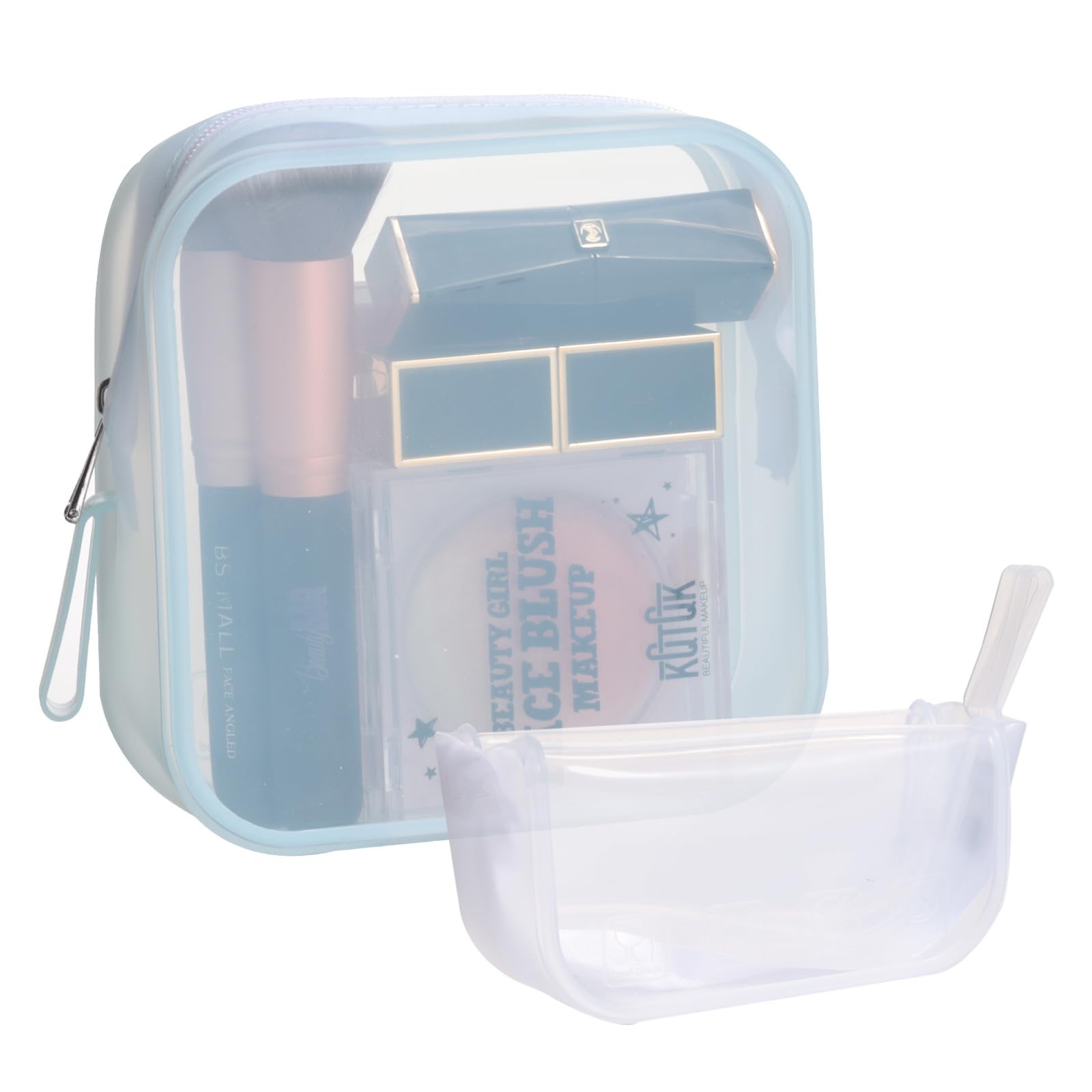 BS-MALL Silicone Travel Makeup Bag – Transparent Cosmetic Storage Pouch, W