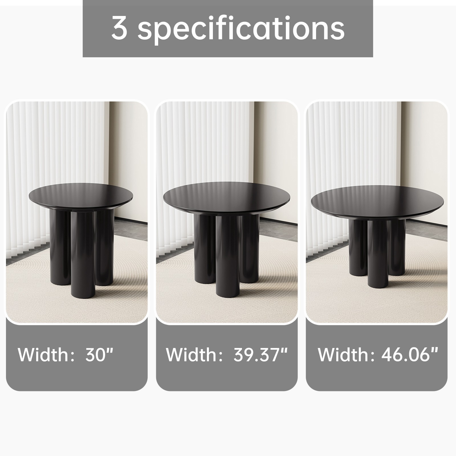 30" Round Dining Table Black Modern Kitchen Table Small Dining Room Table for 2