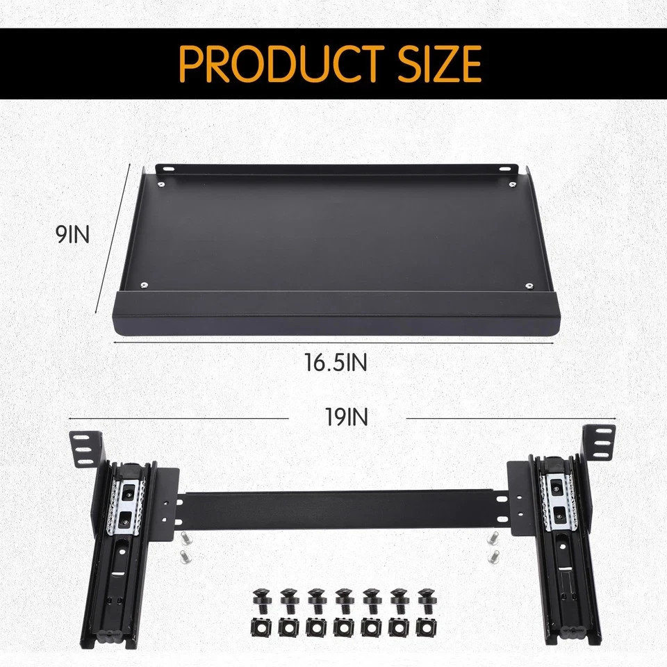 AceOrbit 1U Keyboard Tray 8" Deep, Universal 19" Rack Mount Sliding Shelf Tra...
