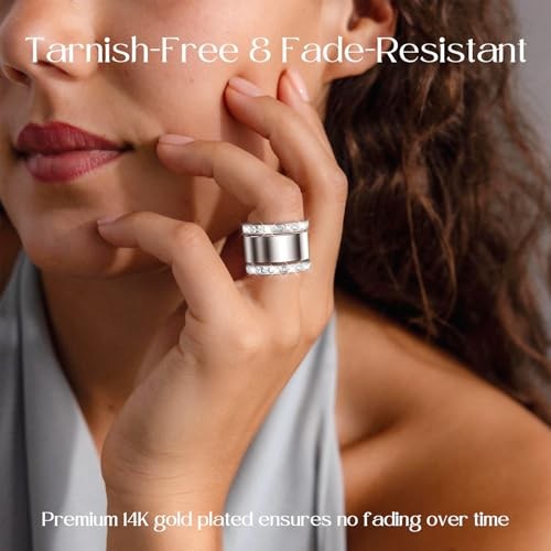 2-Pack 14K Gold Plated Stackable Bands Compatible for Oura 9 Silver+Silver