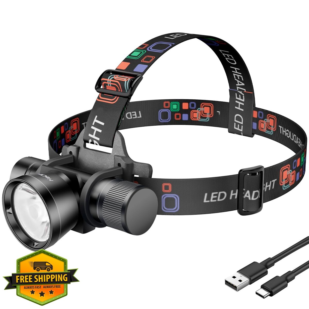 HECLOUD 3000 Lumens Super Bright Diving Headlamp IP68 Waterproof Dive Flashli...
