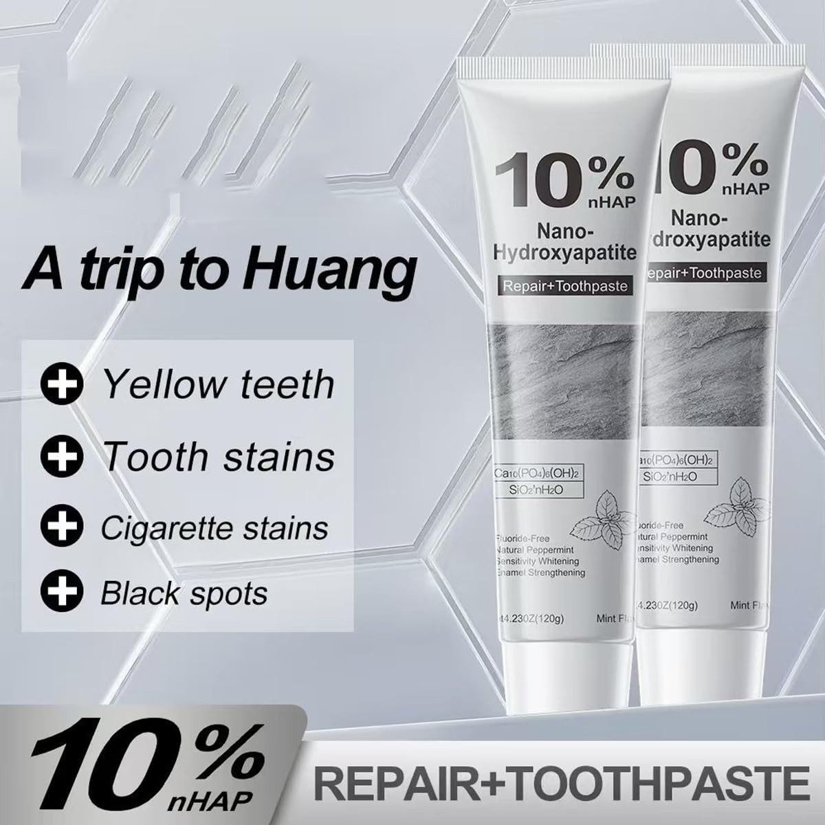 2 PCS Hydroxyapatite Toothpaste,10% Nano 4.23 Ounce (Pack of 2)