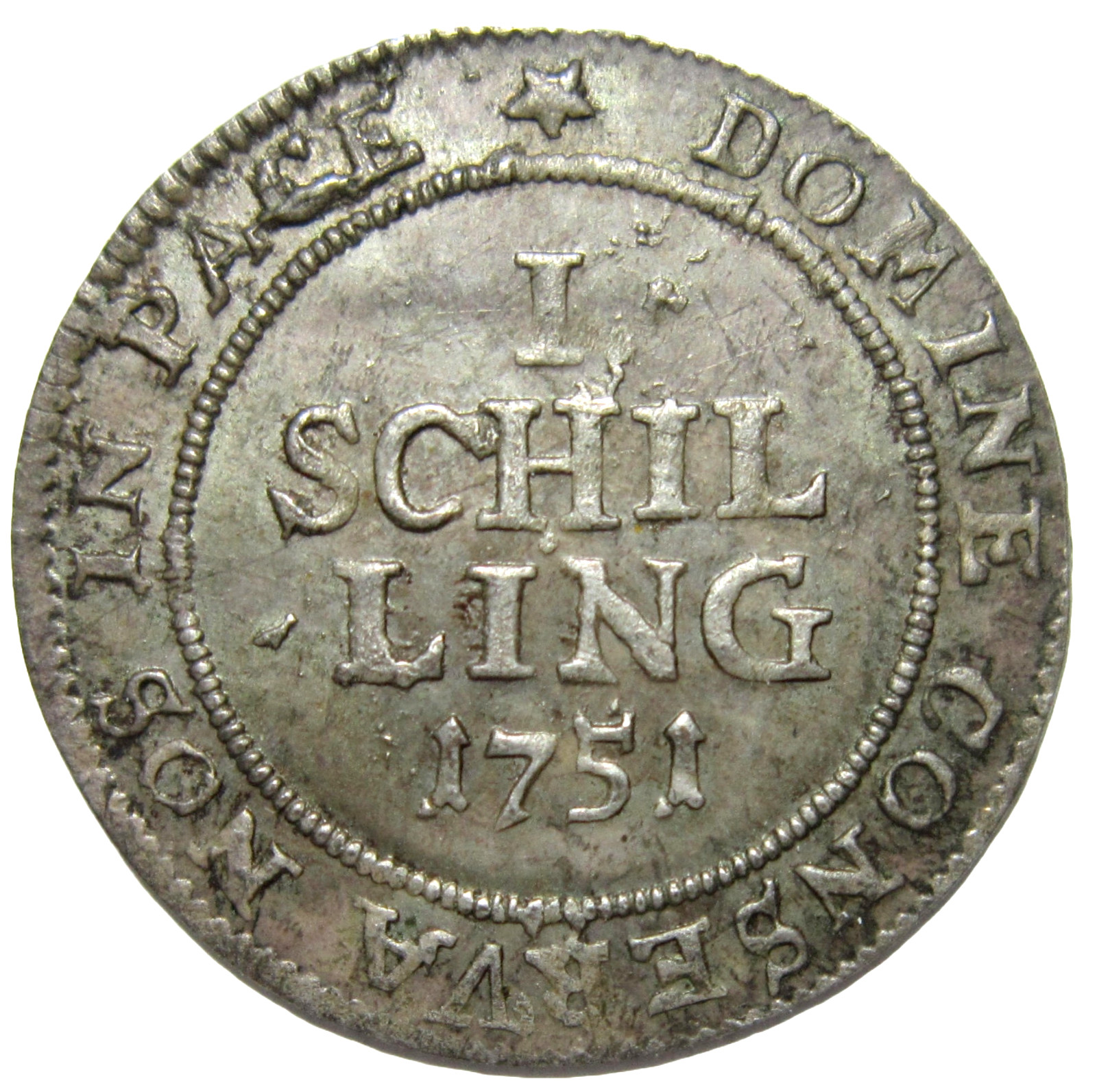 SWITZERLAND, ZURICH. 1 SILVER SHILLING, 1751. HIGH GRADE. SEE PICS.