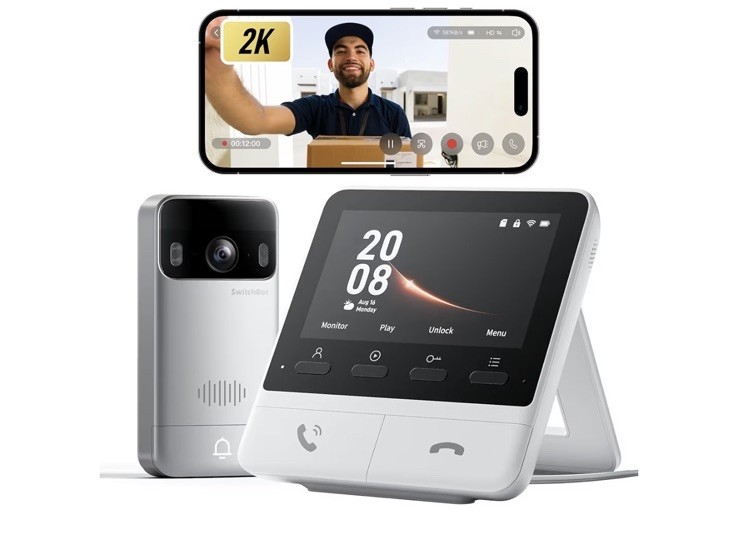 SwitchBot 2K Quad HD Smart Video Doorbell w/ 4.3" IPS Portable Display