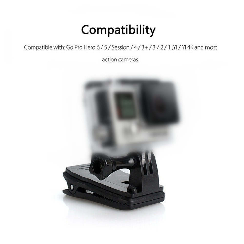 Action Camera 360° Rotation Backpack Hat Clip Clamp Mount For GoPro SJCAM EKEN d