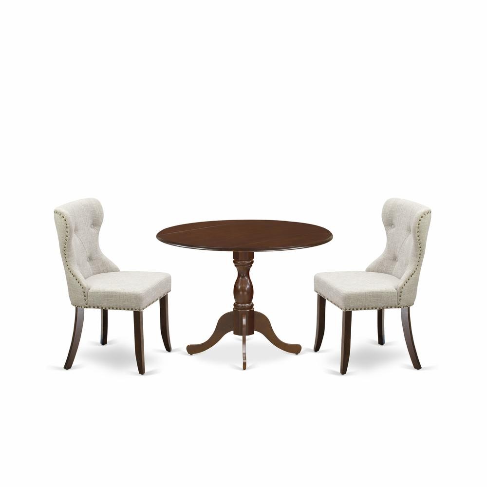 East West Furniture DMSI3-MAH-35 3 Piece Modern Dining Table Set - Mahogany...