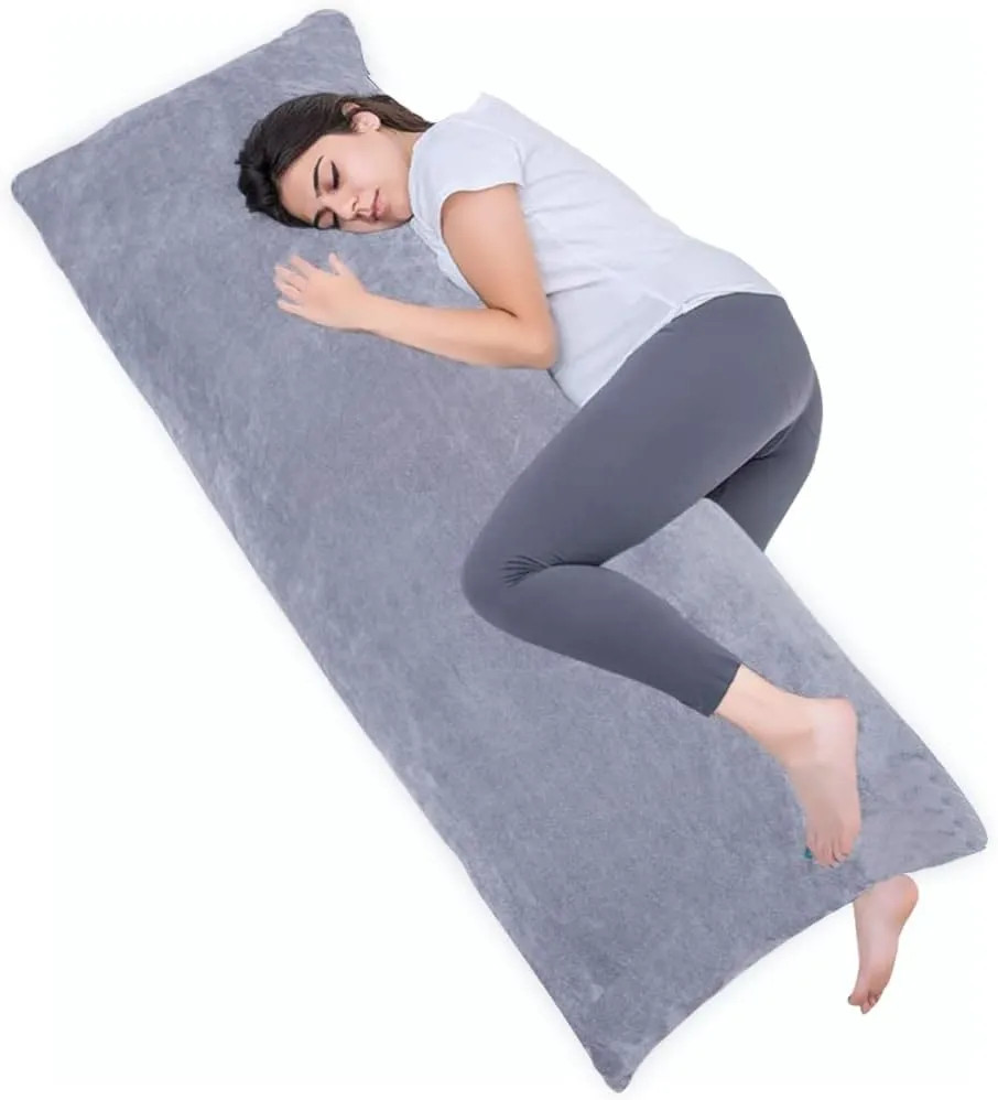 Full Body Pillow For Adults 20x54 Inch Long Sleeping Bed Cushion Dark Grey Ve...