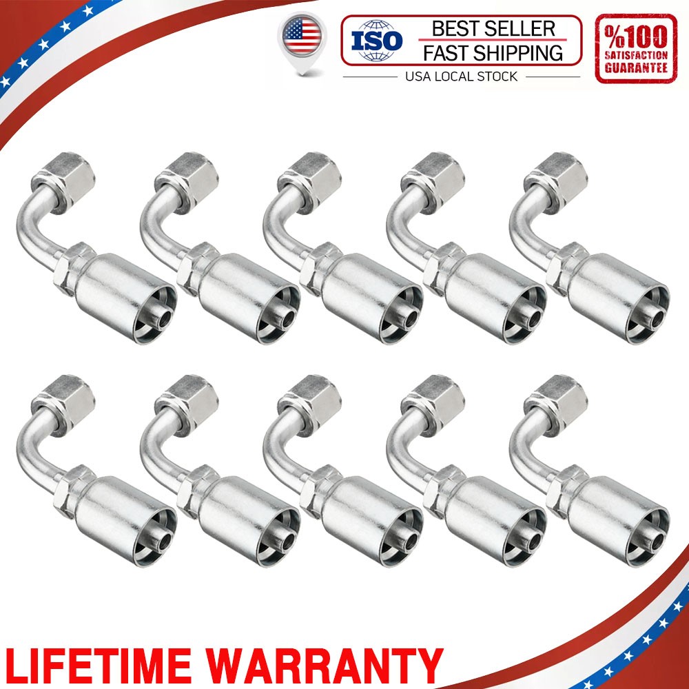 (10 pc)13943 6-6 PK STYLE HYDRAULIC HOSE FITTINGS 3/8" Hose 3/8" FJIC 90 Degree