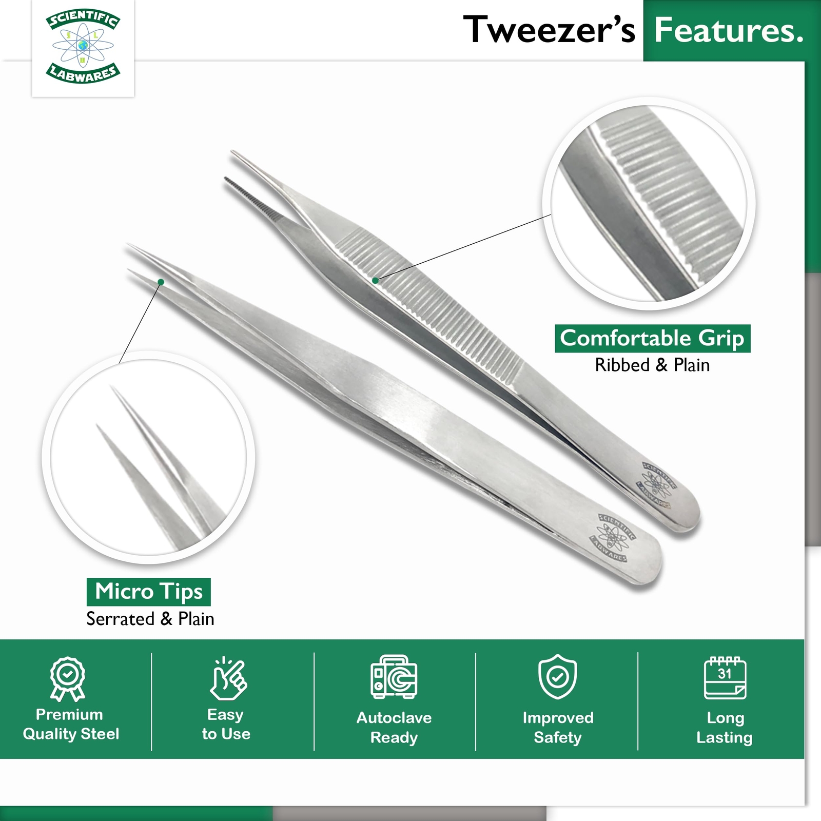 Scientific Labwares Stainless Steel Adson Dissecting Forceps Boley Style Lab