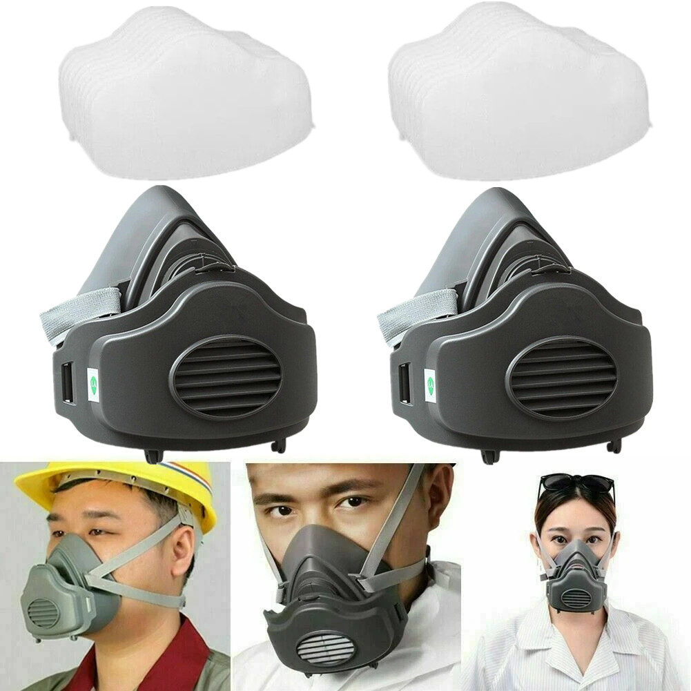 2Pack Work Facepiece Half Face Gas Mask Cover Painting Spraying Respirator