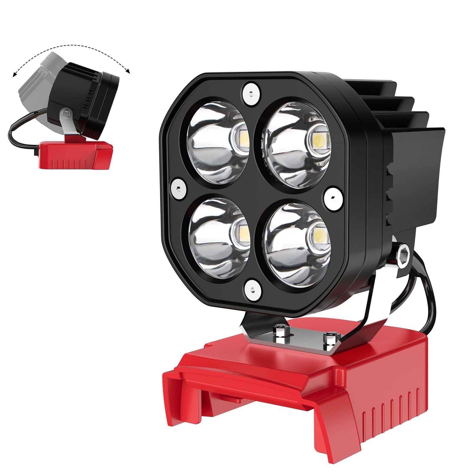 40W Rechargeable 6000LM LED Work Light Compatible with Milwaukee 18V Battery