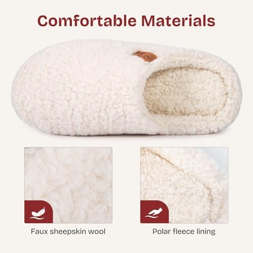 Women's Fuzzy Slip-on Slippers Soft Comfy Memory Foam Indoor House 9-10 Beige