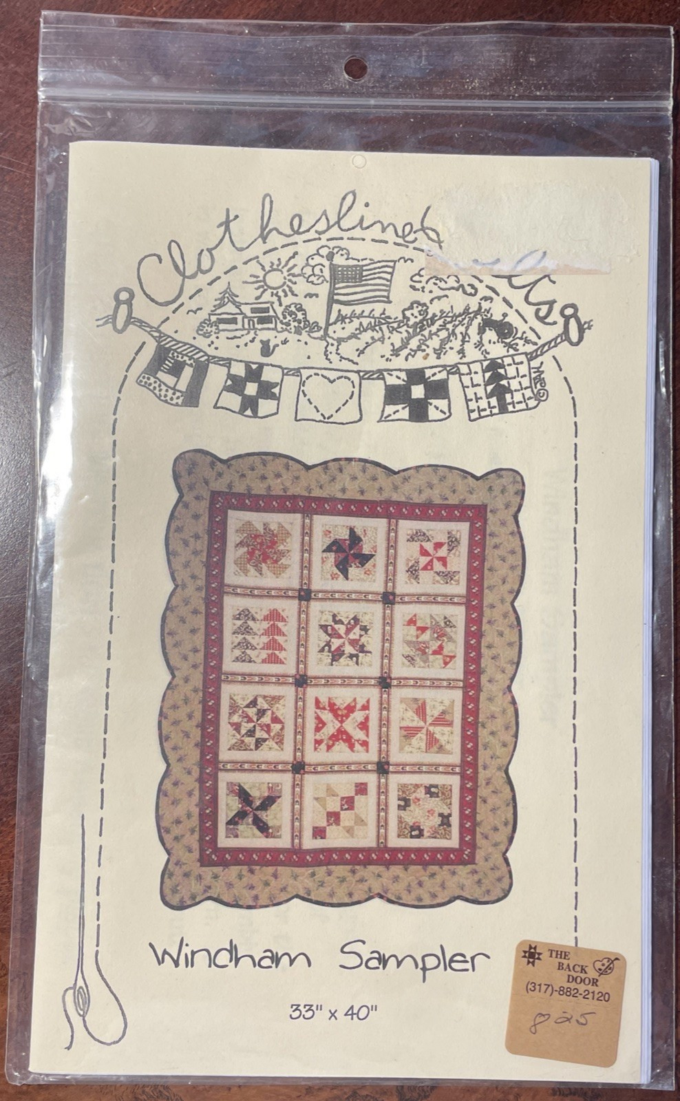 Windham Sampler Quilt Pattern Clothesline Quilts *Sampler" 33" x 40" NEW