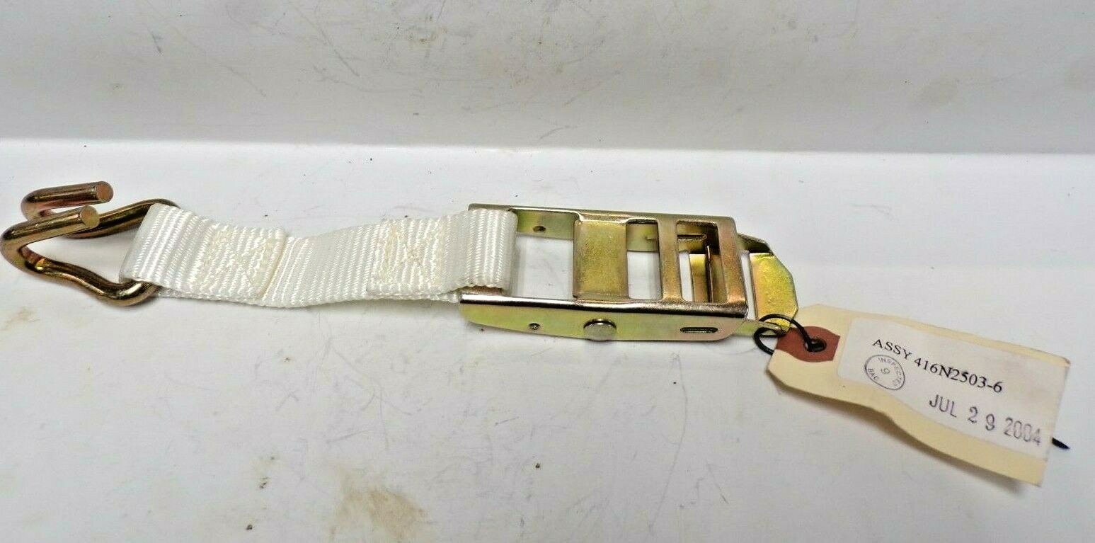ANCRA TIE DOWN LATCH 416N2503-6 ,9-1/8" OAL,WHITE STRAP,YELLOW ZINC PLATED STEEL